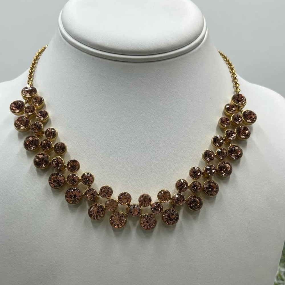 J. Crew Peach Topaz Faceted Bezel Set Shimmering Rhinestone Collar‎ Necklace